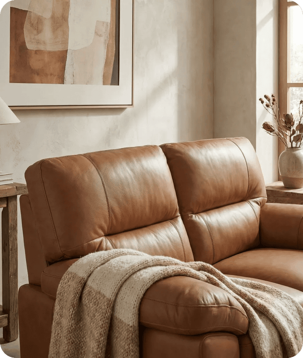 Dalmore Genuine Leather Caramel 2 Seater Sofa