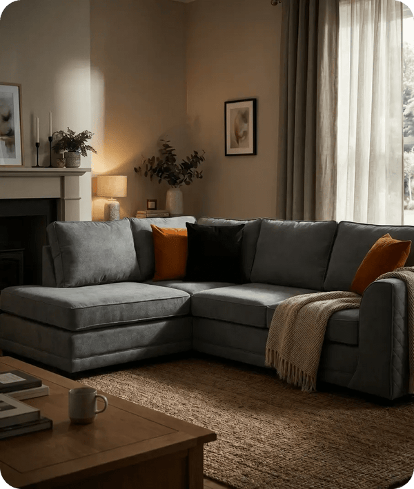 Orka Sofa Grey Fabric Left Hand Corner Sofa - LHC