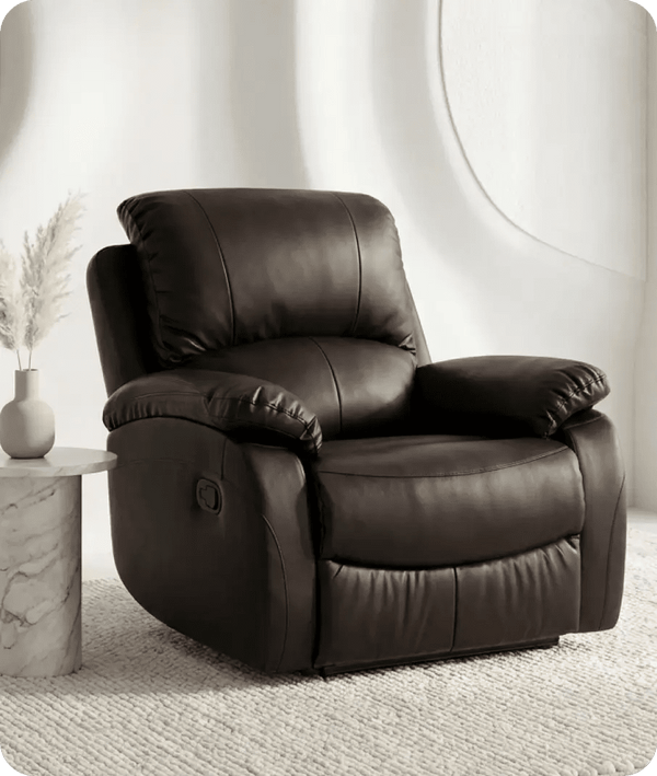 Serano Brown Leather Manual Recliner Armchair