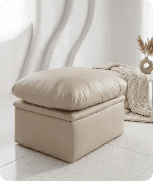 Florence Cream Leather Footstool