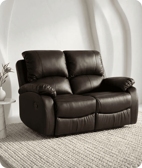 Serano Brown Leather Manual Recliner 2 Seater Sofa