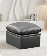 Florence Grey   Leather Footstool