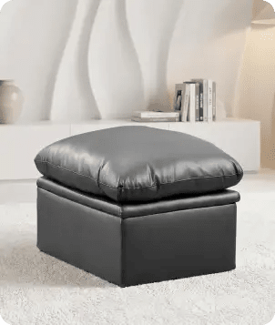Florence Grey   Leather Footstool