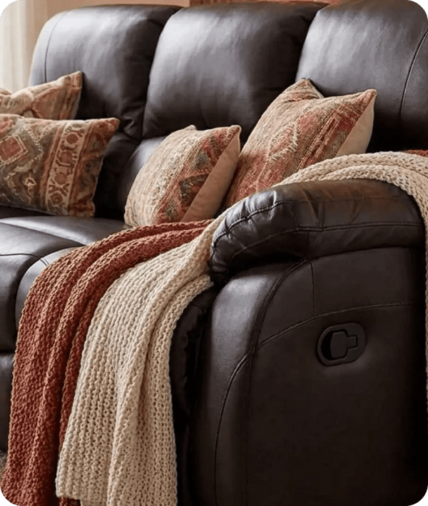 Serano Brown Leather Manual Recliner 3 Seater Sofa