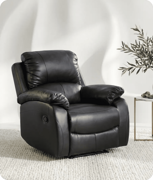 Serano Black Leather Manual Recliner Armchair