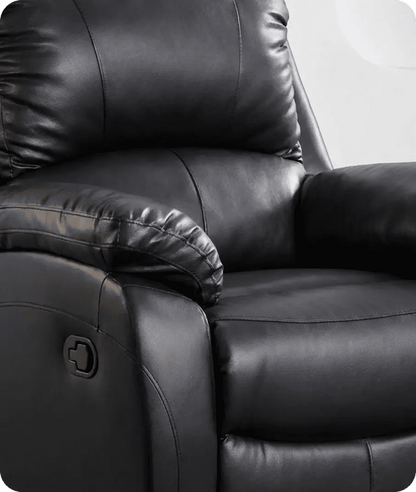 Serano Black Leather Manual Recliner Armchair