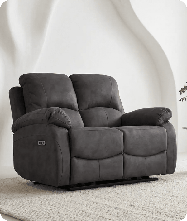 Serano Grey Fabric Electric Recliner 2 Seater Sofa