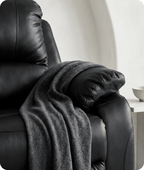 Serano Black Leather Manual Recliner Armchair