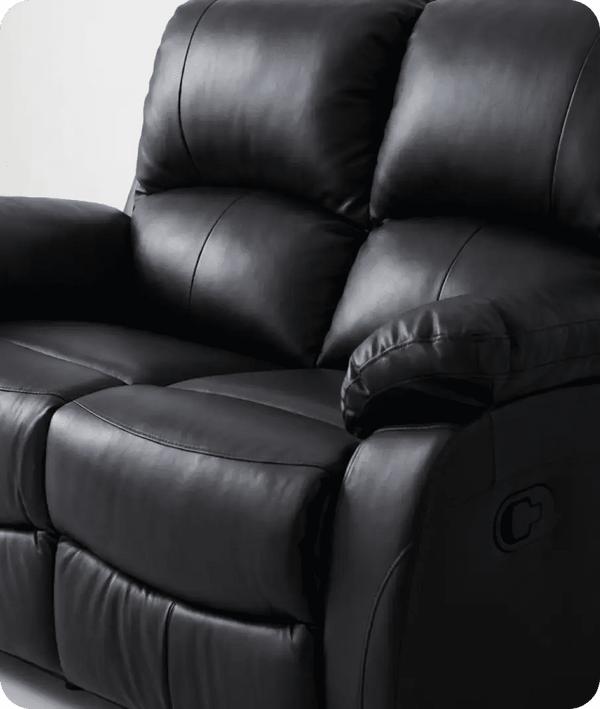 Serano Black Leather Manual Recliner 2 Seater Sofa