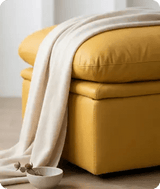 Florence Mustard Leather Footstool
