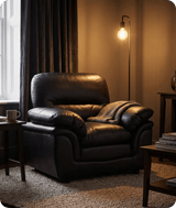 Florence Black  Leather Armchair