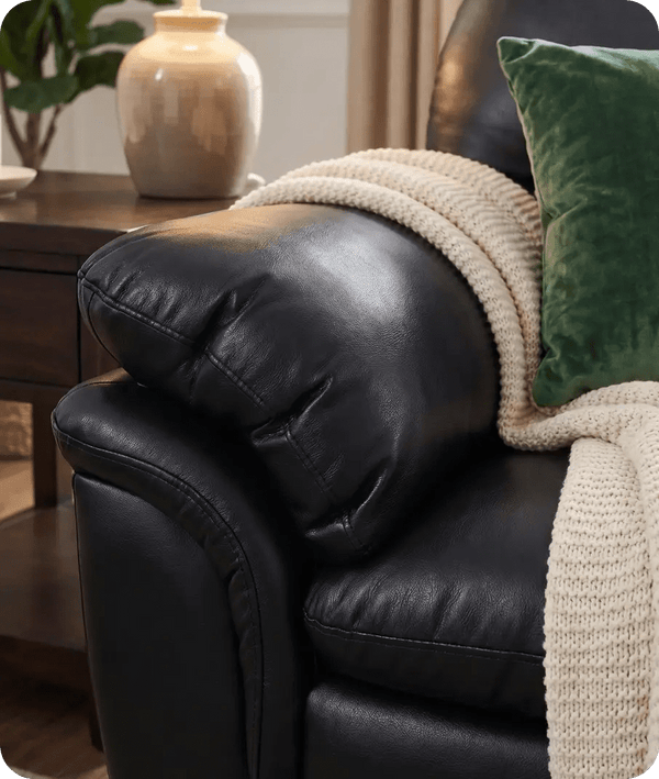 Florence Black Leather 2 Seater Sofa