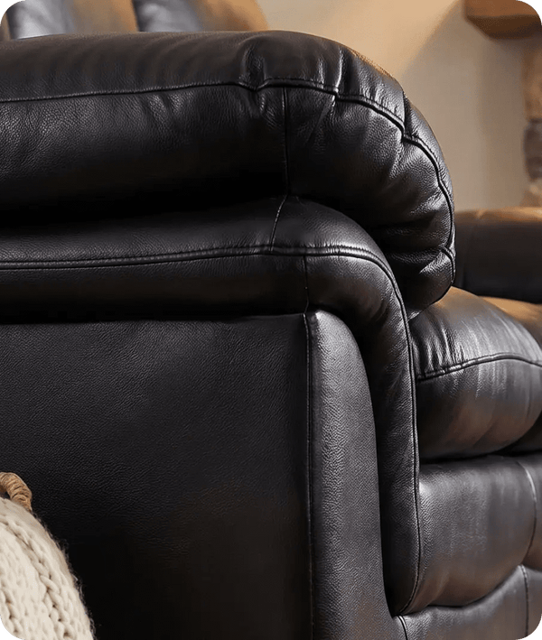 Florence Black Leather 3 Seater Sofa