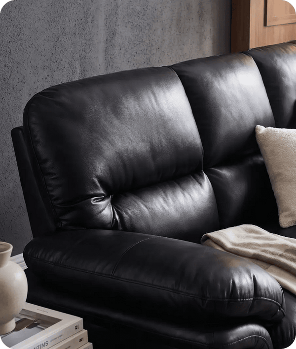 Florence Black Leather 3 Seater Sofa