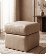 Veloura Cream Leather Footstool