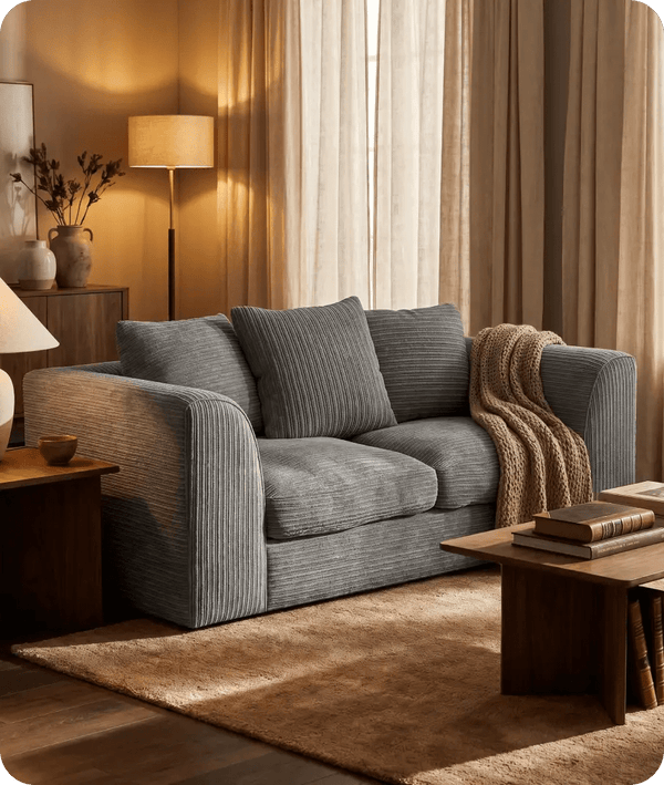 Oxford Grey Fabric 2 Seater Sofa