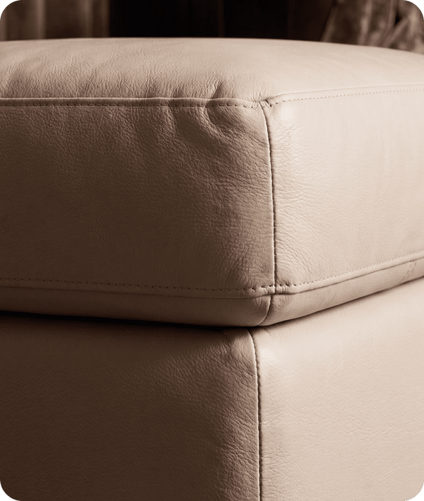 Veloura Cream Leather Footstool