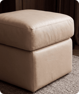 Veloura Cream Leather Footstool