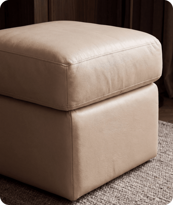 Veloura Cream Leather Footstool