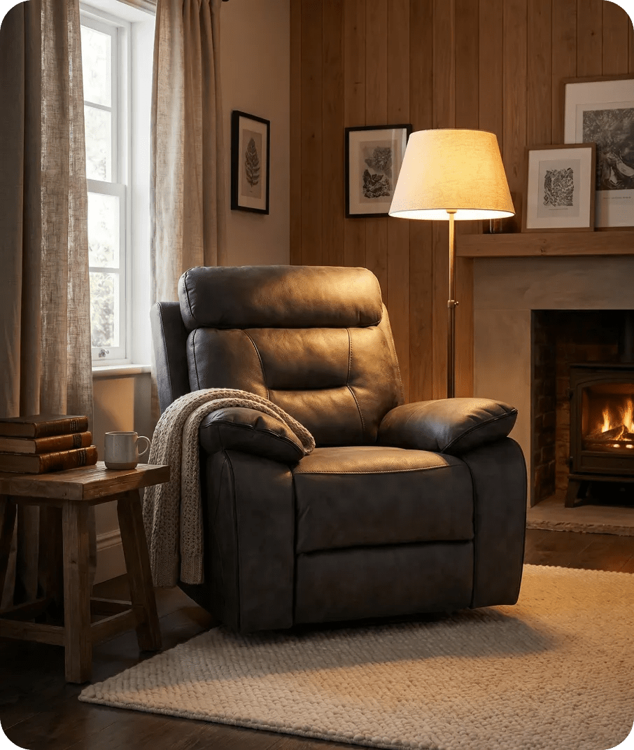 foster-dark-grey-fabric-electric-recliner-armchair-in-a-uk-living-room