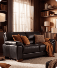 Dalmore Genuine Leather Black 2 Seater Sofa