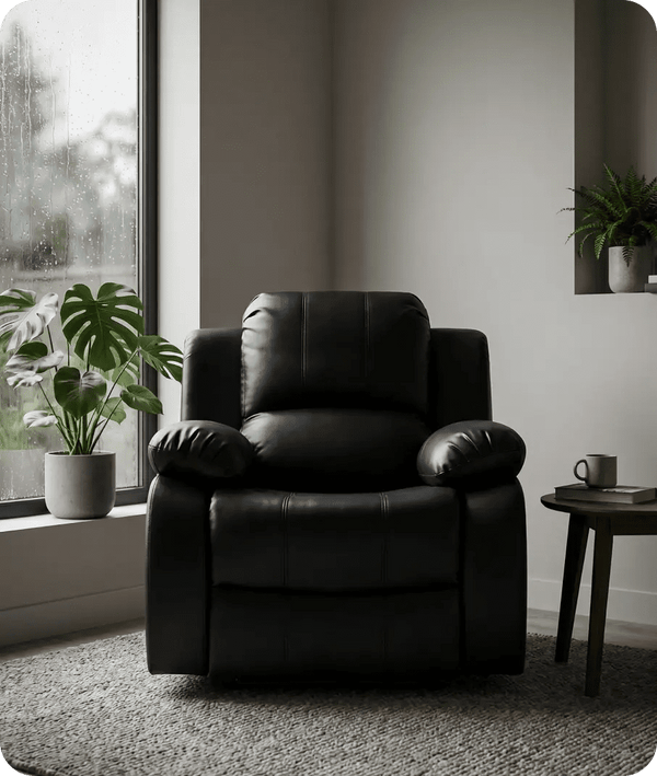 York Black Leather Electric Recliner Armchair - Sofa-Direct