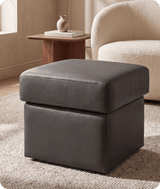 Veloura Grey  Leather Footstool