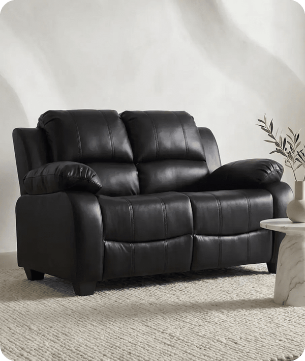 Veloura Black Leather 2 Seater Sofa