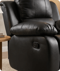 York Black Leather Manual Recliner Armchair