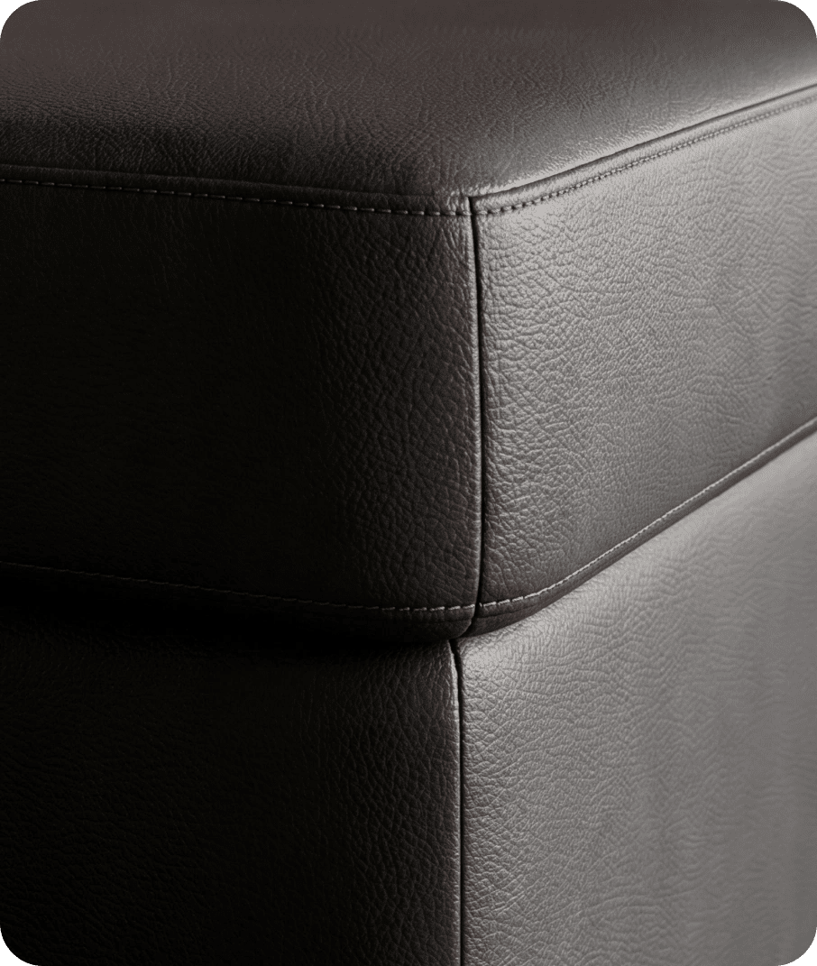 Veloura Grey  Leather Footstool