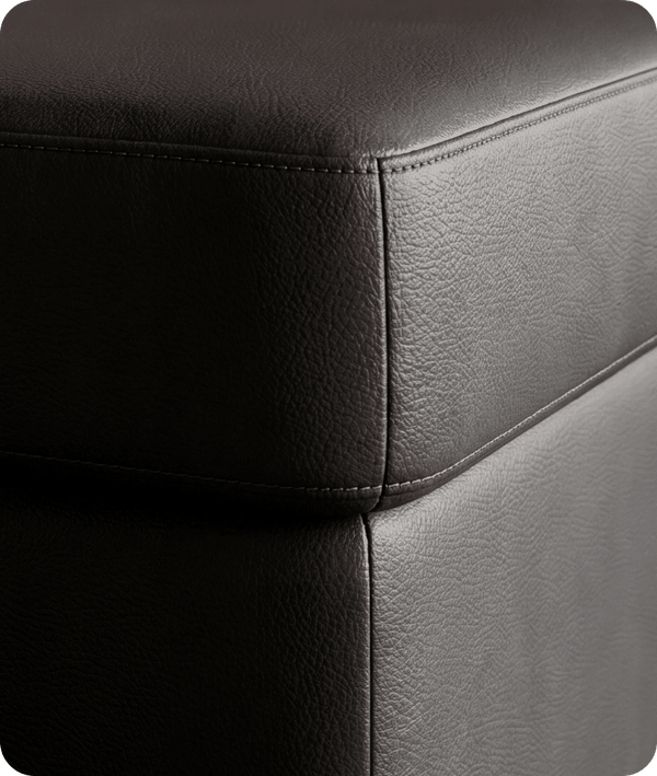 Veloura Grey  Leather Footstool