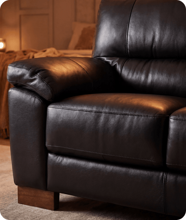 Dalmore Genuine Leather Black 2 Seater Sofa