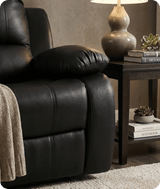 York Black Leather Manual Recliner Armchair