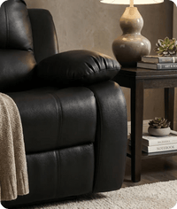 York Black Leather Manual Recliner Armchair