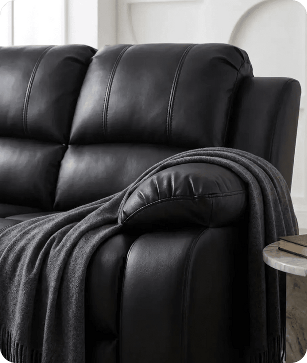 Veloura Black Leather 2 Seater Sofa