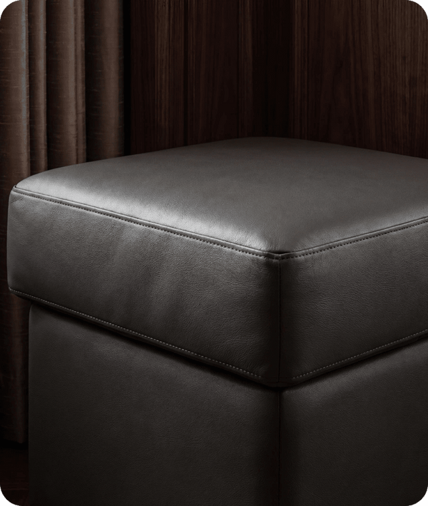 Veloura Grey  Leather Footstool