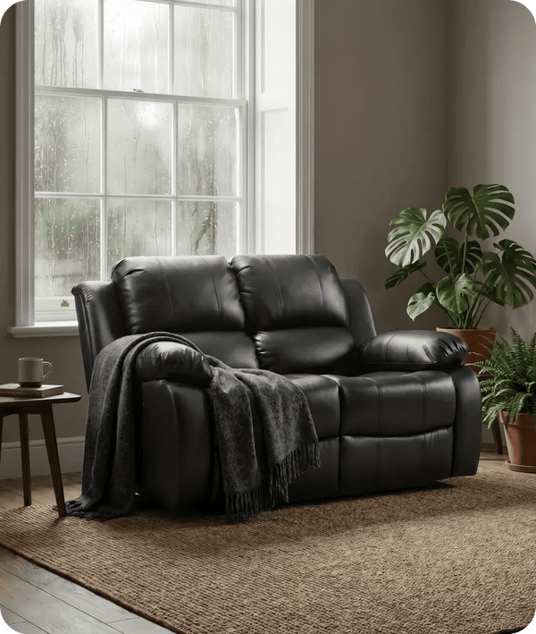 York Black Leather Electric Recliner 2 Seater Sofa
