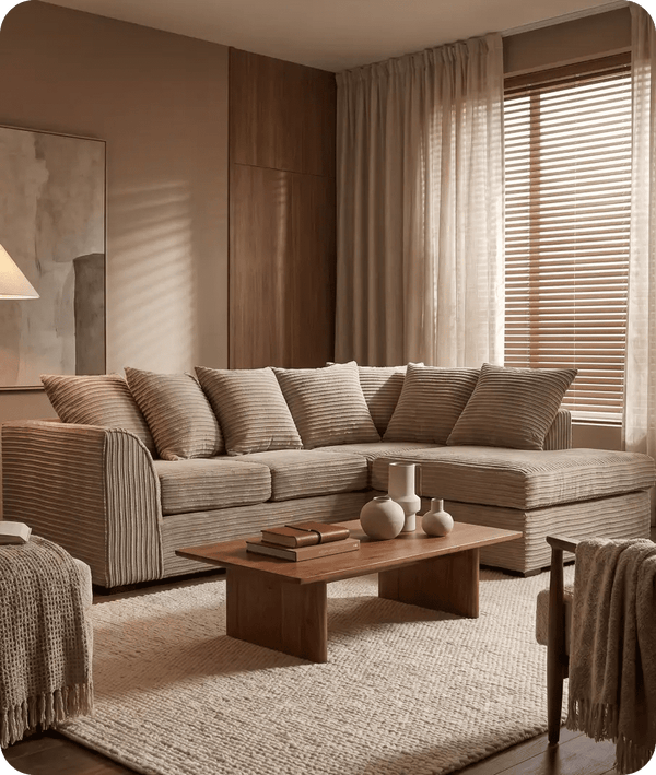 Oxford Caramel  Fabric RHC Corner Sofa