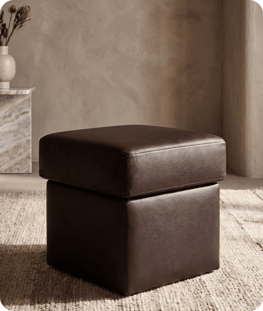 Veloura Brown Leather Footstool
