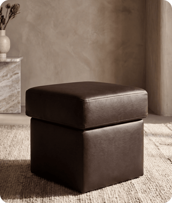 Veloura Brown Leather Footstool