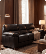 Dalmore Genuine Leather Black 3 Seater Sofa