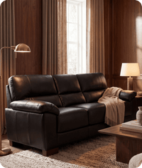 Dalmore Genuine Leather Black 3 Seater Sofa