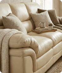 Florence Cream Leather 3 Seater Sofa