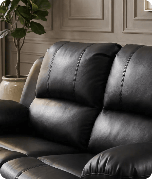 York Black Leather Electric Recliner 2 Seater Sofa