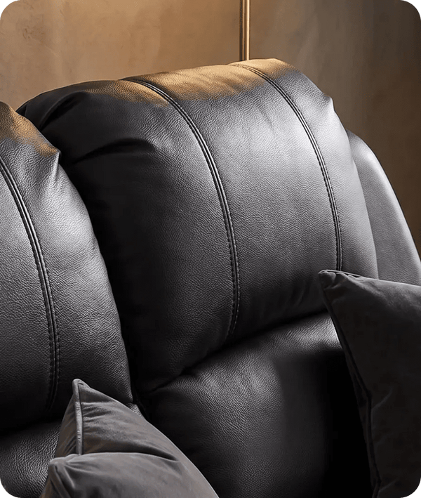 York Black Leather 2 Seater Manual Recliner Sofa