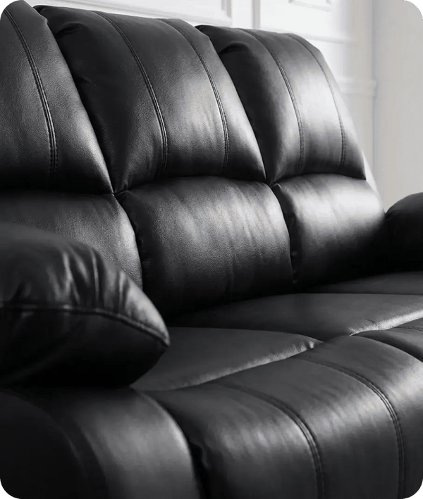 Veloura Black Leather 3 Seater Sofa