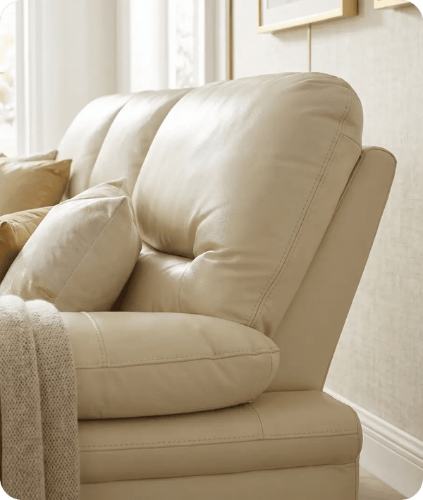 Florence Cream Leather 3 Seater Sofa