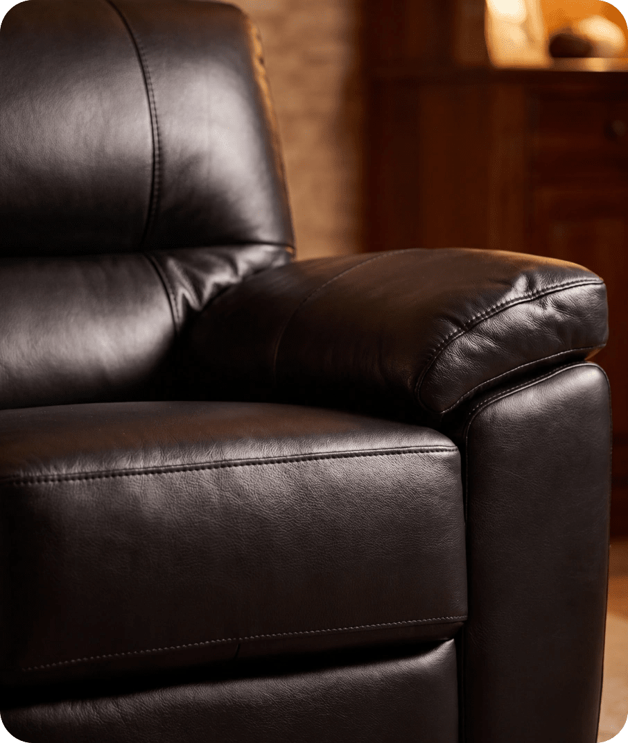 Dalmore Genuine Leather Black 3 Seater Sofa