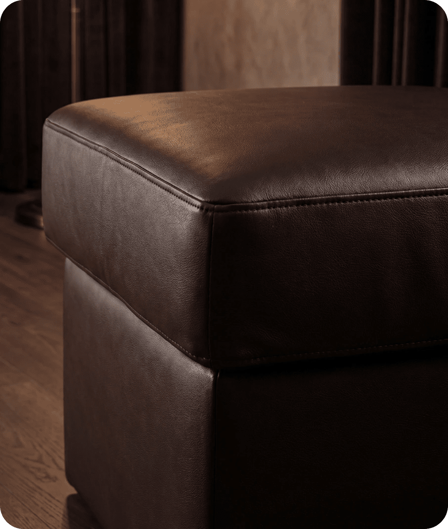 Veloura Brown Leather Footstool