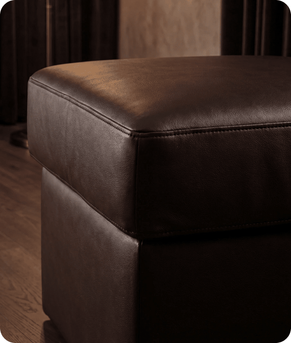 Veloura Brown Leather Footstool